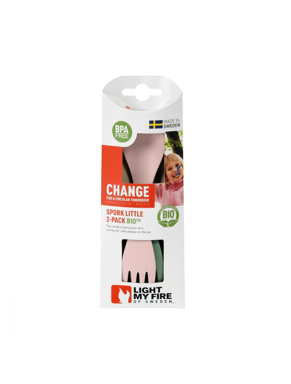 Spork klein 2-pack green/pink