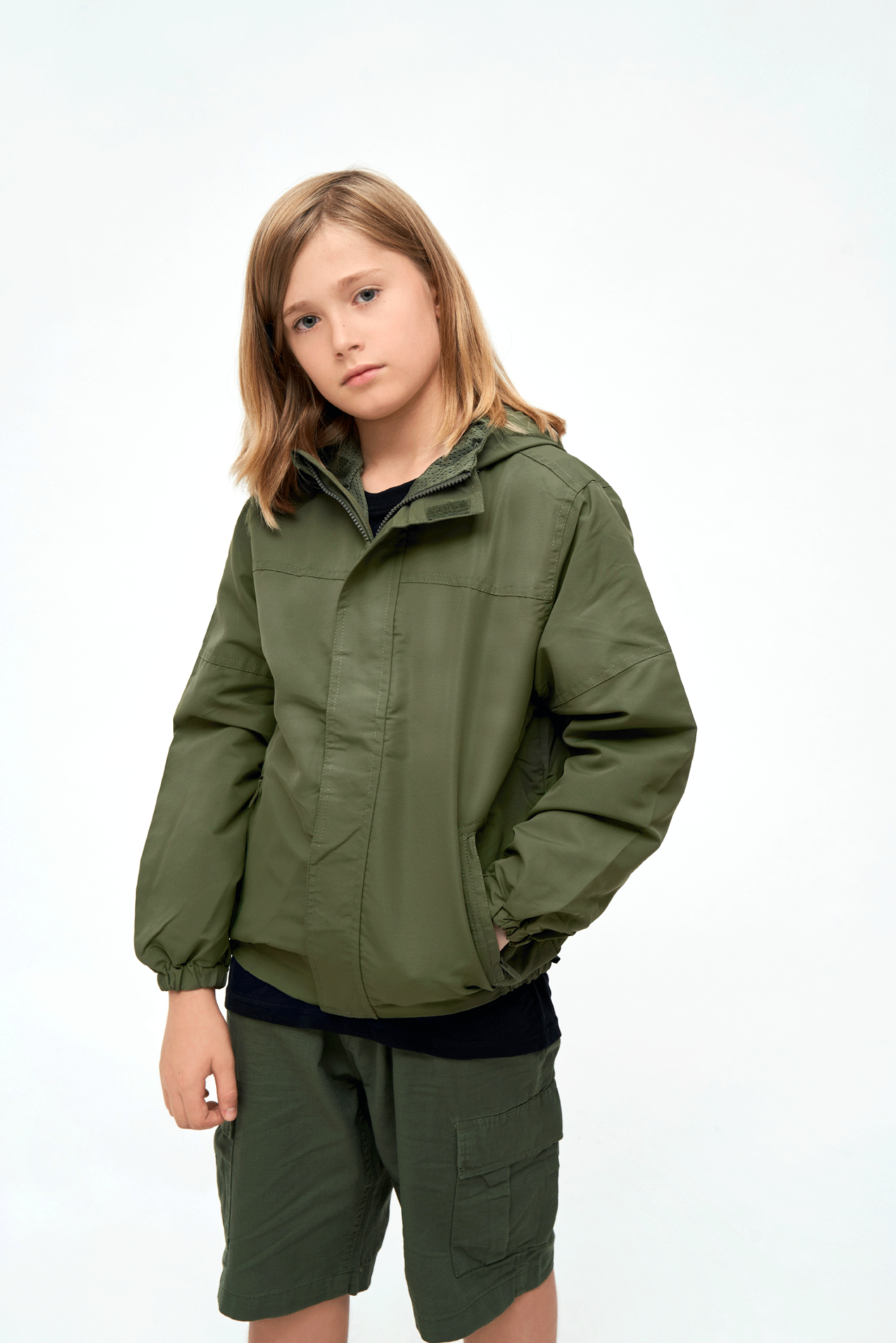 Kids Summerwindbreaker Frontzip olive