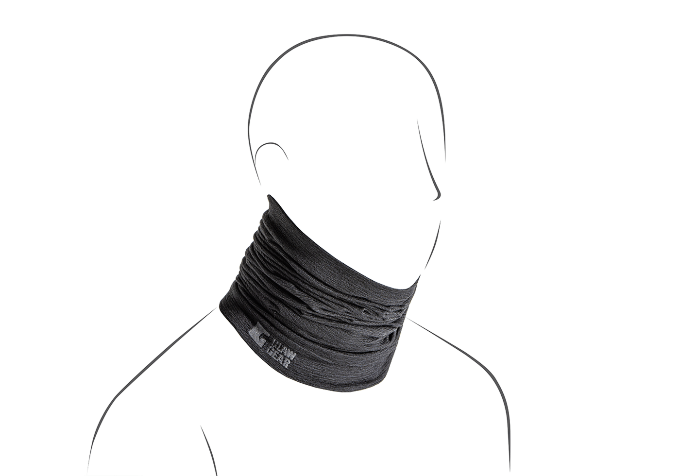 Merino Seamless Neck Gaiter Long schwarz