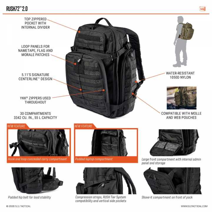 Rush 72 2.0 Rucksack 55 L multicam