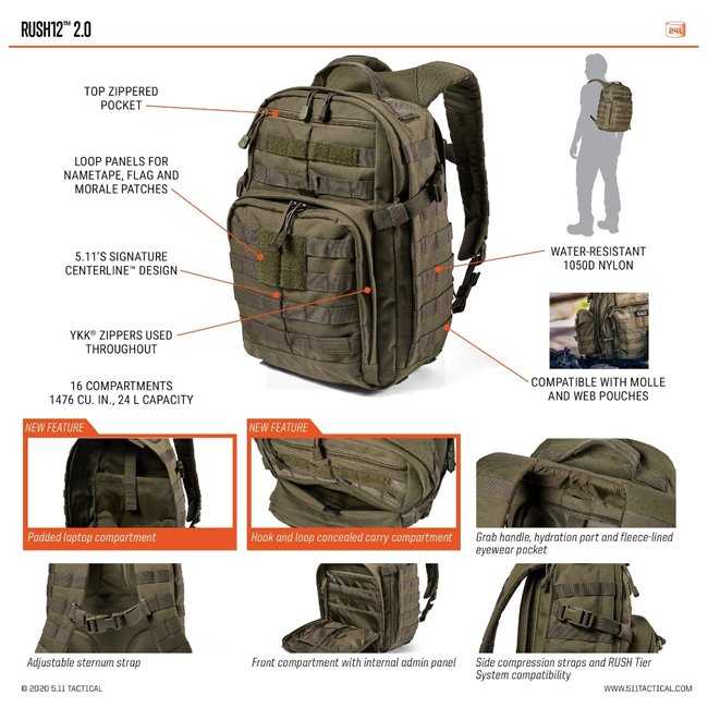 Rush 12 2.0 Rucksack 24 L Ranger Green