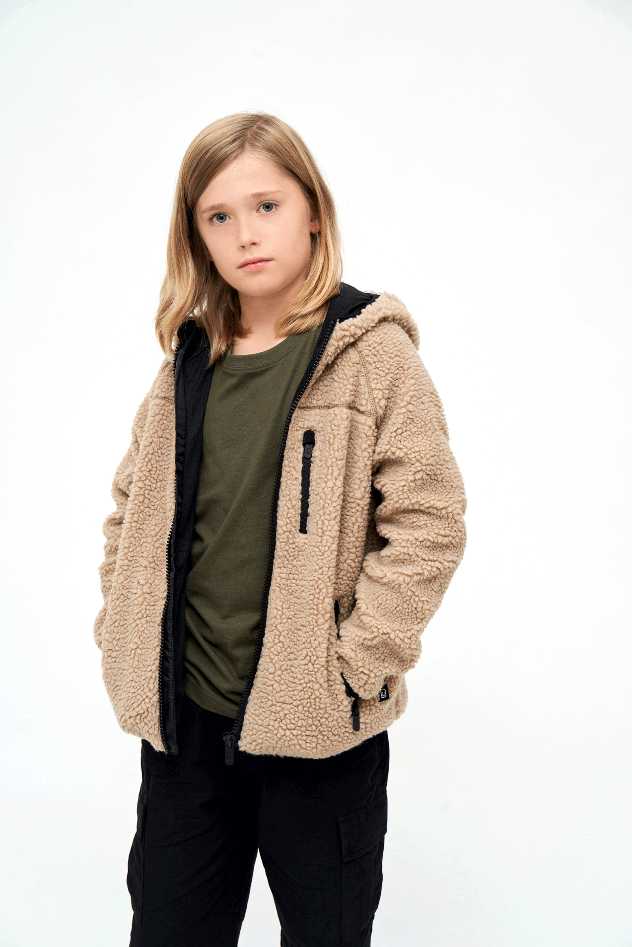 Kids Teddyfleecejacket hood camel