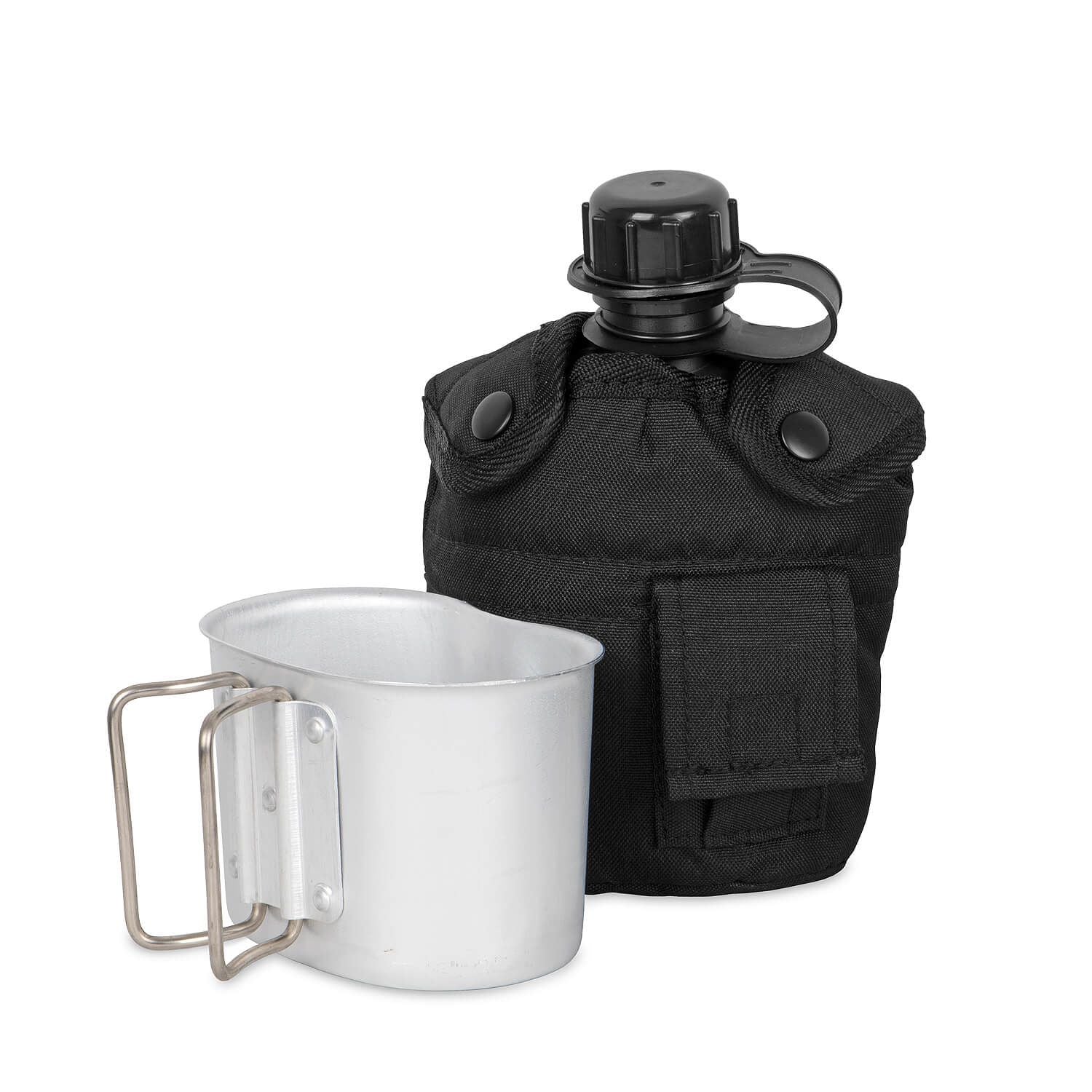US Feldflasche mit Becher + Hülle schwarz